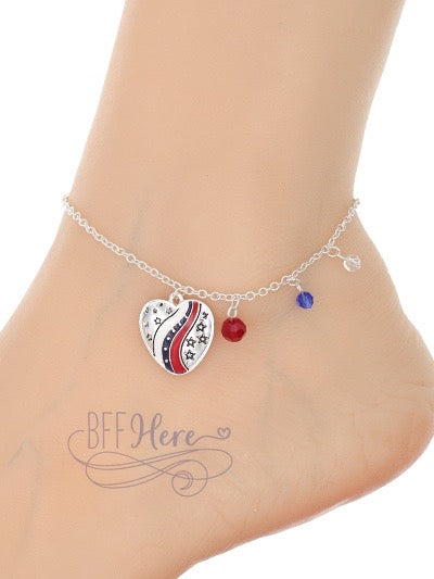 USA Heart Anklet - BFF Here