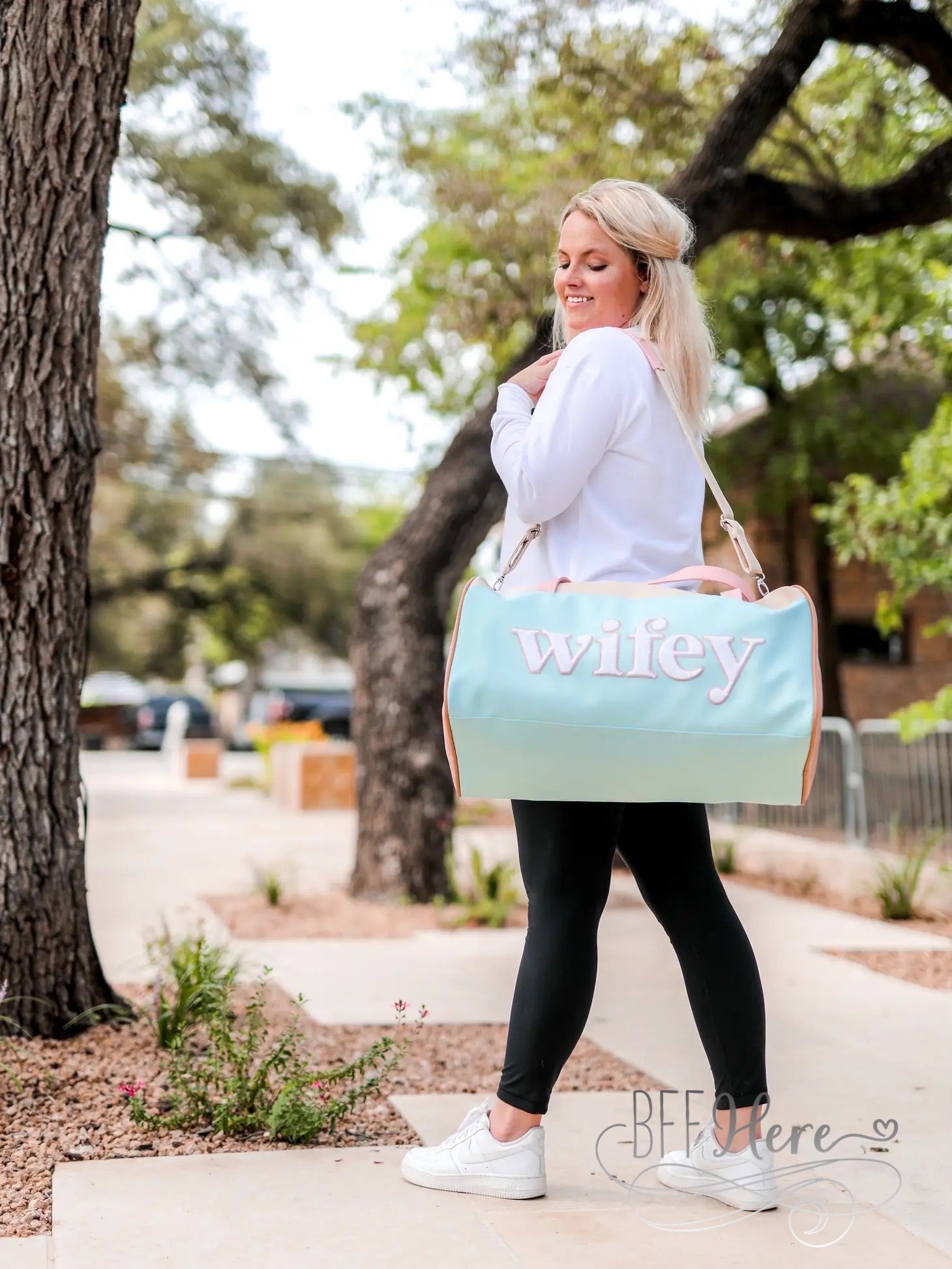 Duffle Bag  - Light Blue Wifey - BFF Here