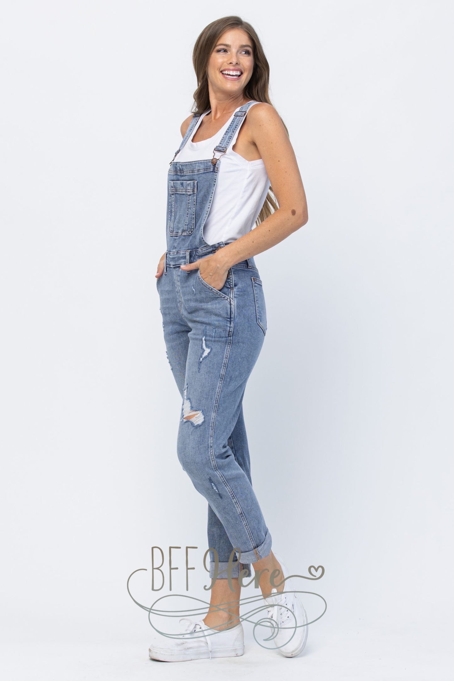 Jen Distressed Overalls by Judy Blue - BFF Here