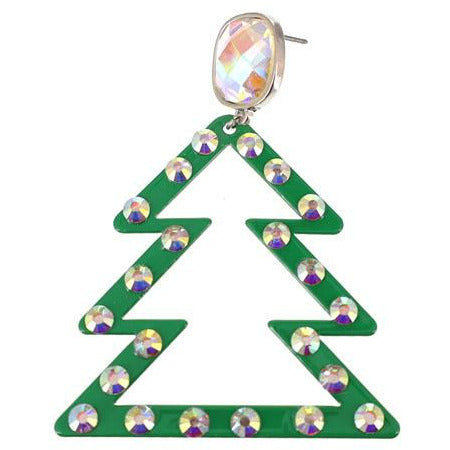 Christmas Tree Rhinestone Earrings - BFF Here