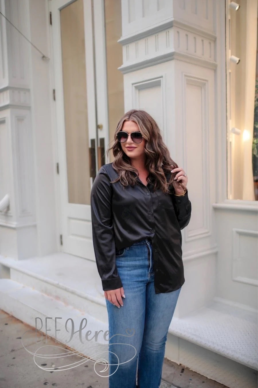 Boss Babe Button Up Top — Black - BFF Here