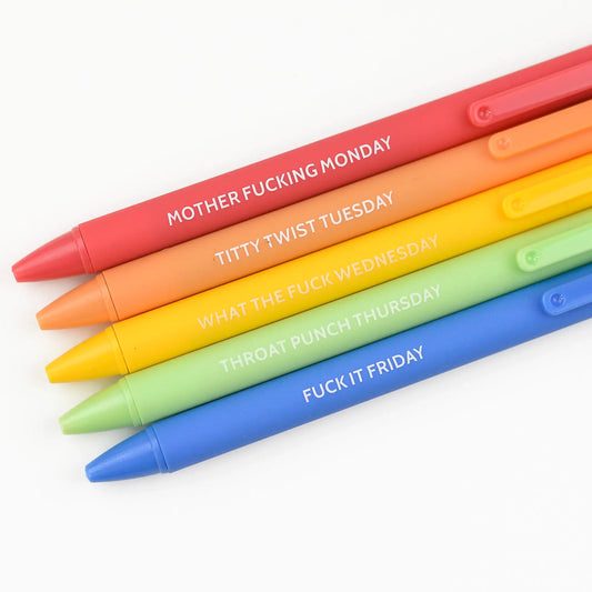 Days of the Week Pen Set Funny Edition - BFF Here