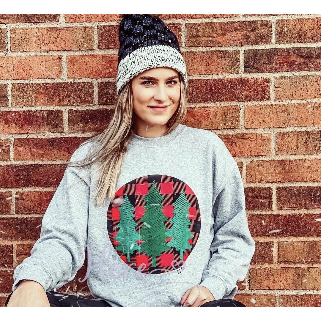 Buffalo Plaid Tree Sweatshirt - BFF Here