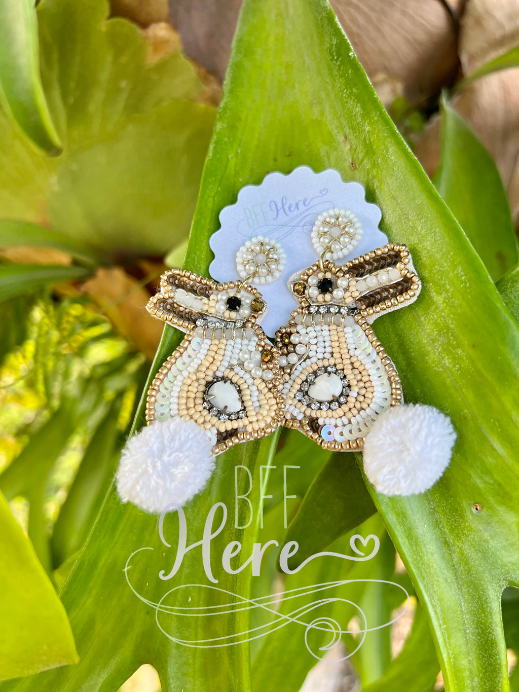 Easter Bunny Seed Bead Earrings -- Choice of Color - BFF Here