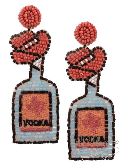 Cowboy Vodka Seed Bead  Earrings - BFF Here