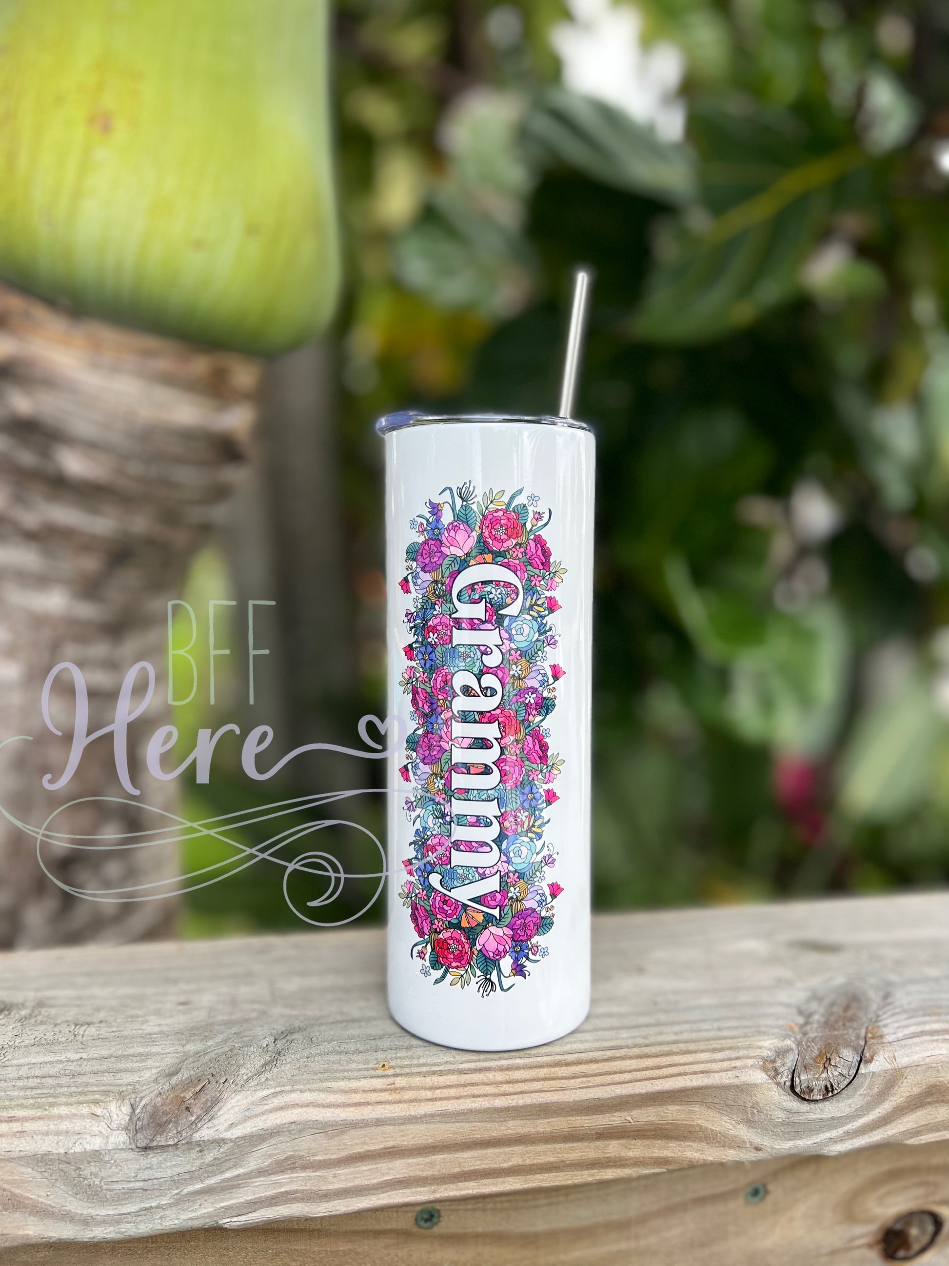 Grammy Floral Tall Travel Cup - BFF Here