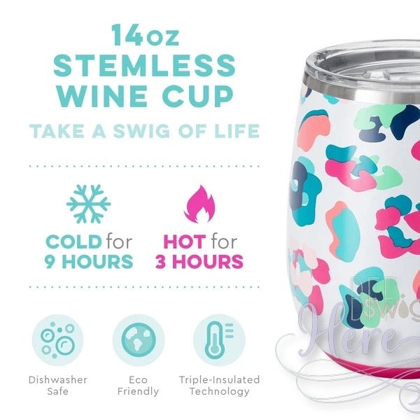 Party Animal Stemless Wine Cup (14oz) by Swig Life - BFF Here