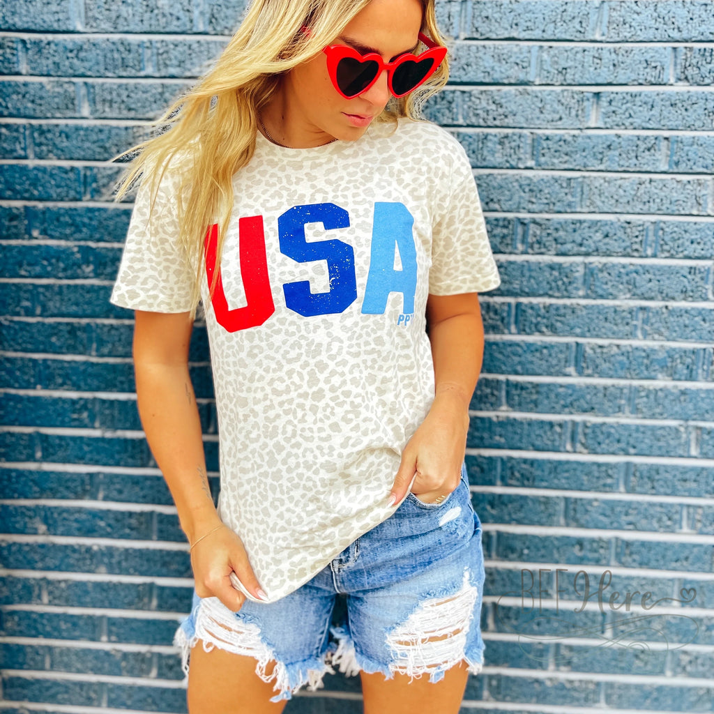 USA Leopard T-Shirt - BFF Here