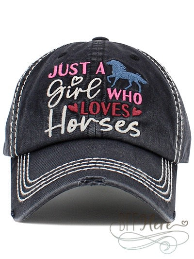 Just A Girl Who Loves Horses Vintage Hat - BFF Here