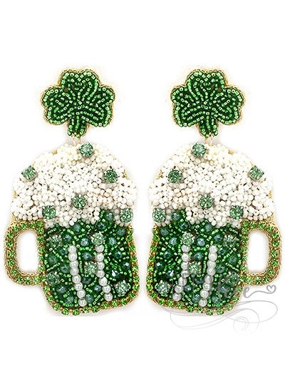 Beer Mug Seed Bead Earrings - BFF Here