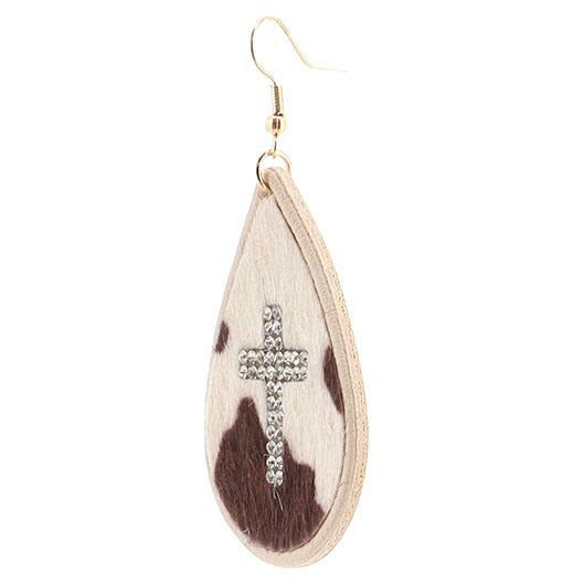 Animal Print & Cross Earrings — Choice of Color - BFF Here