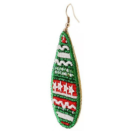 Christmas Tradition Seed Bead Earrings — Green - BFF Here