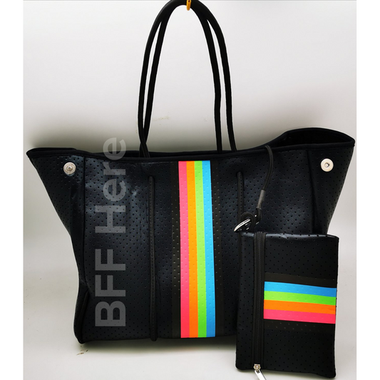 Neoprene Tote -- Bold Stripe - BFF Here