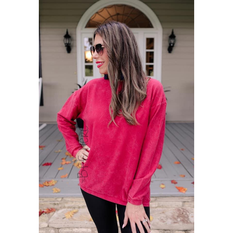 Andy Corded Pullover -- Red - BFF Here