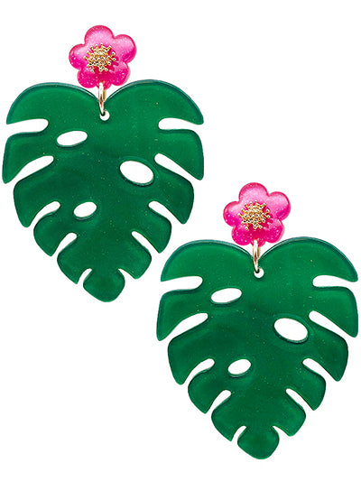 Monstra Palm Glitter Earrings - BFF Here