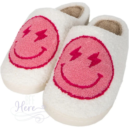 Lightening Bolt Smiley Face Slippers -- Choice of Color - BFF Here