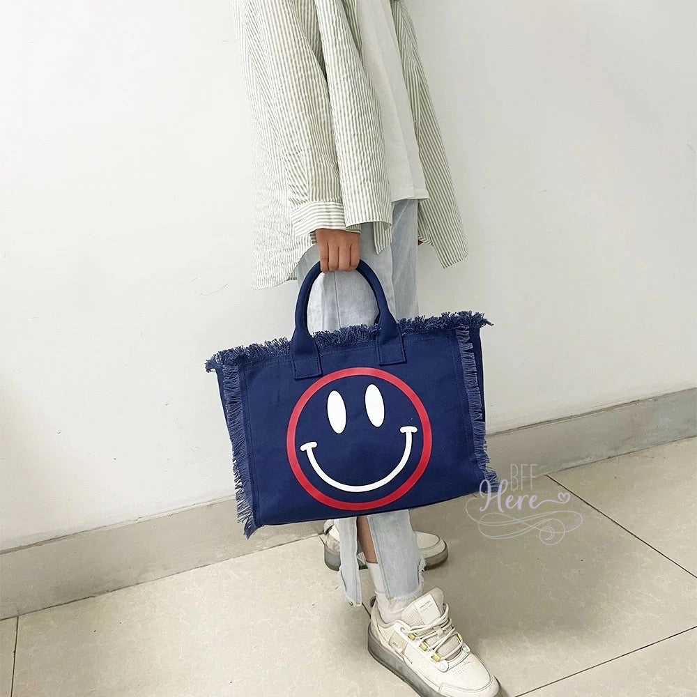 Happy Face Tote — Choice of Color - BFF Here