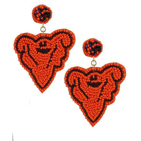 Orange Ghost Seed Bead Earrings - BFF Here