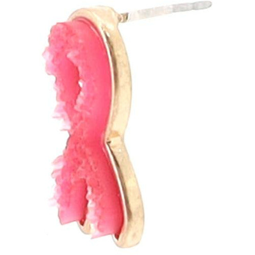 Pink Ribbon Druzy Earrings - BFF Here
