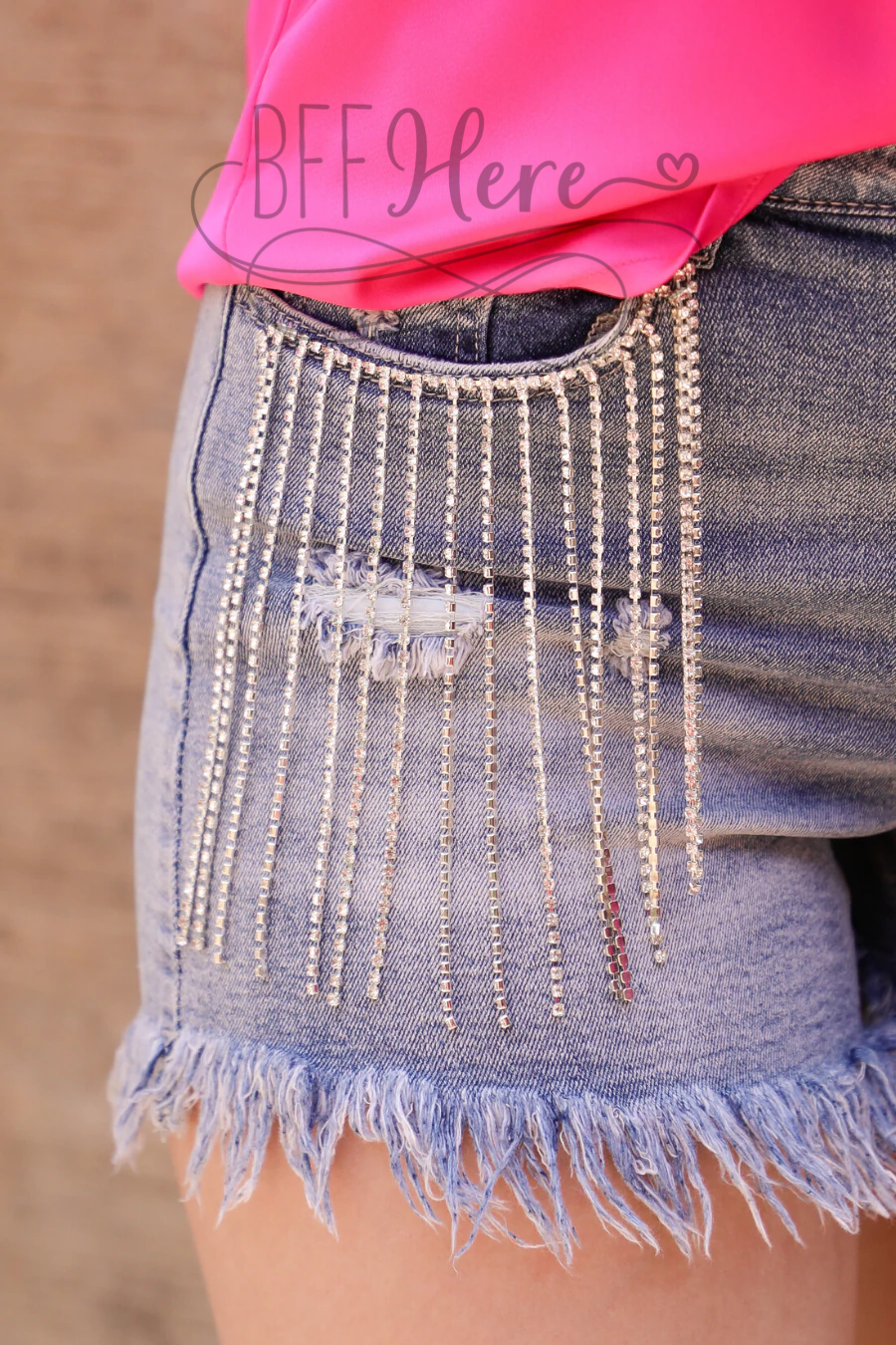 Zeppelin Fringe Rhinestone Shorts - BFF Here