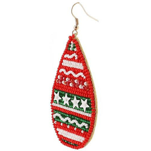 Christmas Tradition Seed Bead Earrings — Red - BFF Here