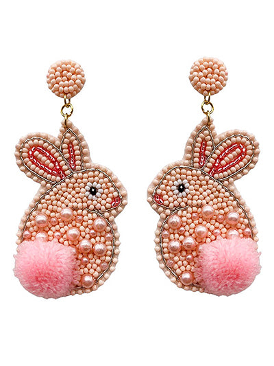 Hoppy Bunny Seed Bead Earrings - BFF Here