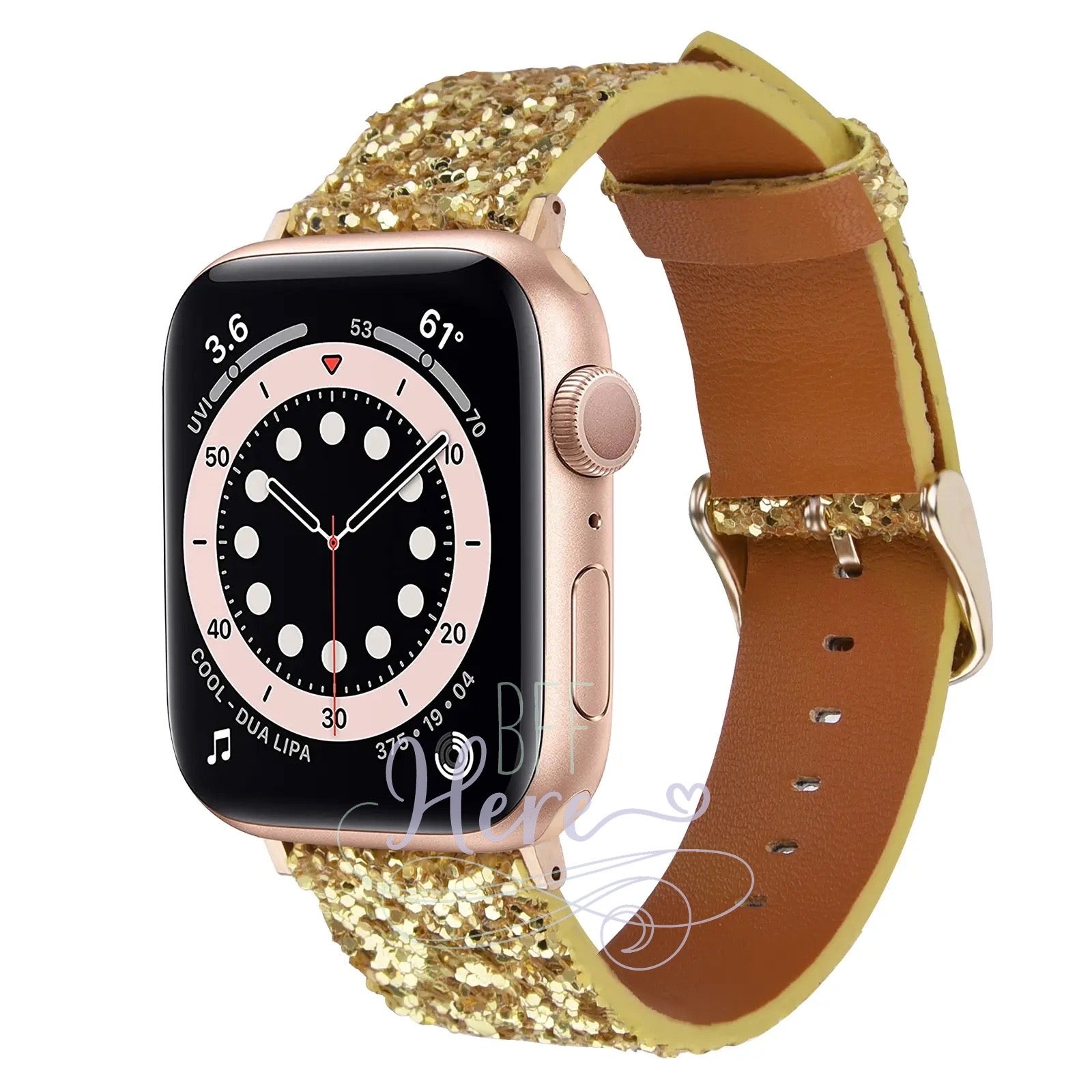 Shiny Glitter Leather Apple Watch Bands -- Choice of Color - BFF Here
