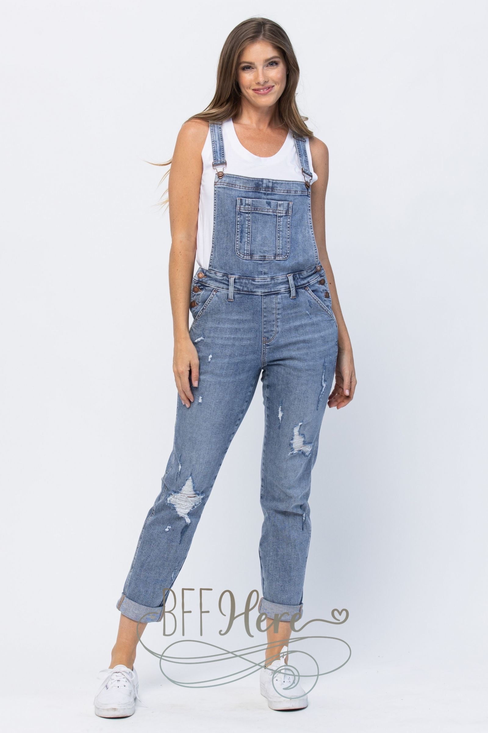 Jen Distressed Overalls by Judy Blue - BFF Here