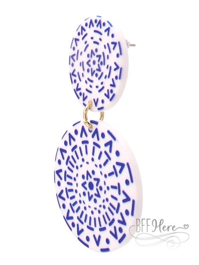 Blue China Plate Earrings - BFF Here