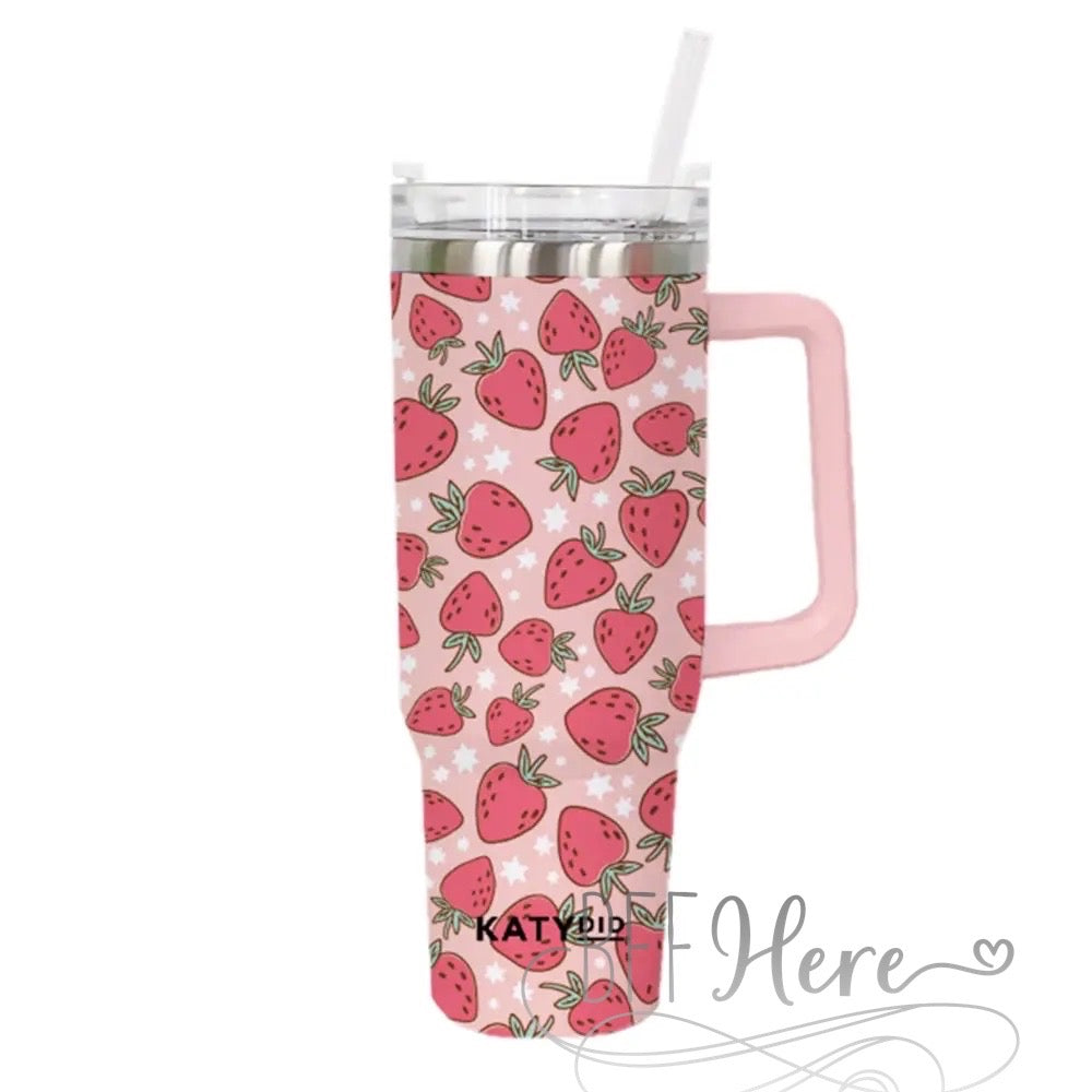 PREORDER-40 oz. Strawberry Patch Travel Tumbler - BFF Here