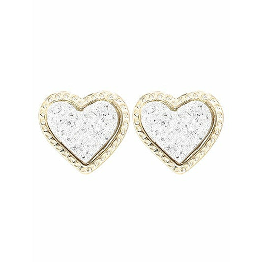 Druzy Heart Earrings - BFF Here