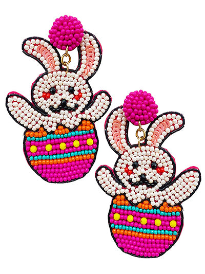 Easter Bunny Egg Seed Bead Earrings - BFF Here