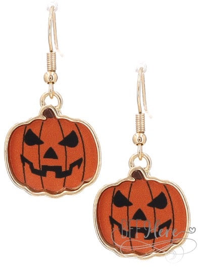 Frightened Pumpkin Earrings - BFF Here