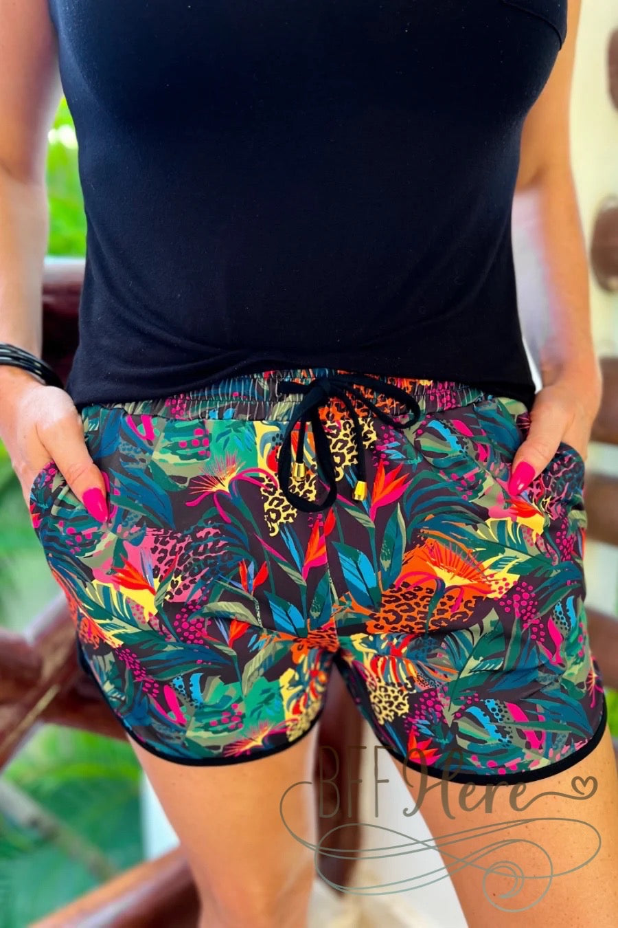 PREORDER-In The Jungle Drawstring Everyday Shorts - BFF Here