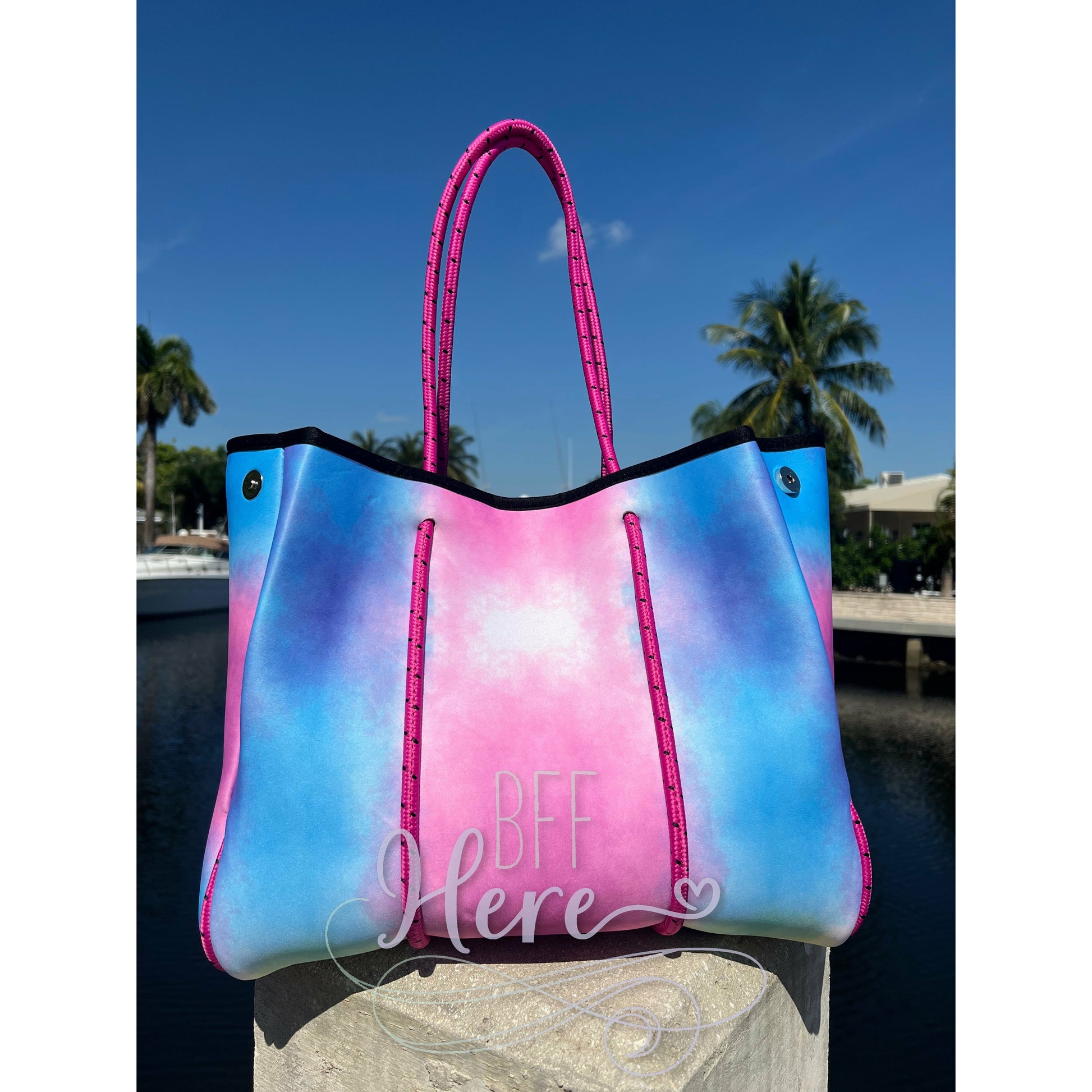 Neoprene Tote -- Candy Sorbet - BFF Here