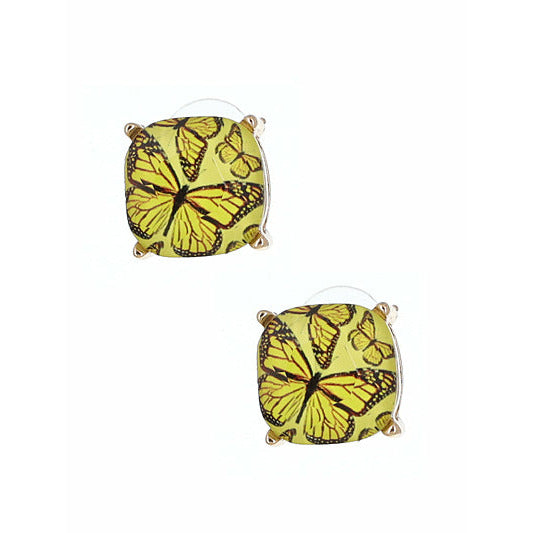 Butterfly Stud Earrings -- Yellow - BFF Here