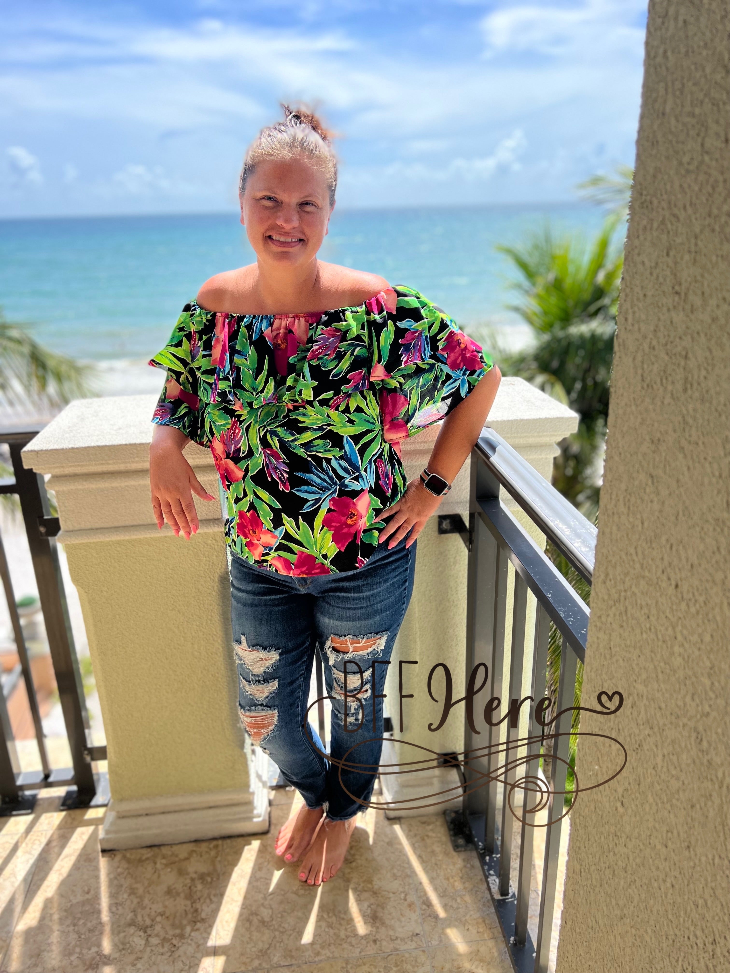 Tropical Twist Floral Off The Shoulder - BFF Here