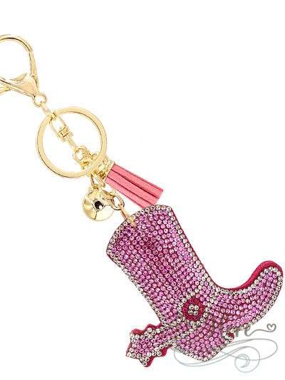 Cowgirl Boot Accent Keychain— Pink - BFF Here