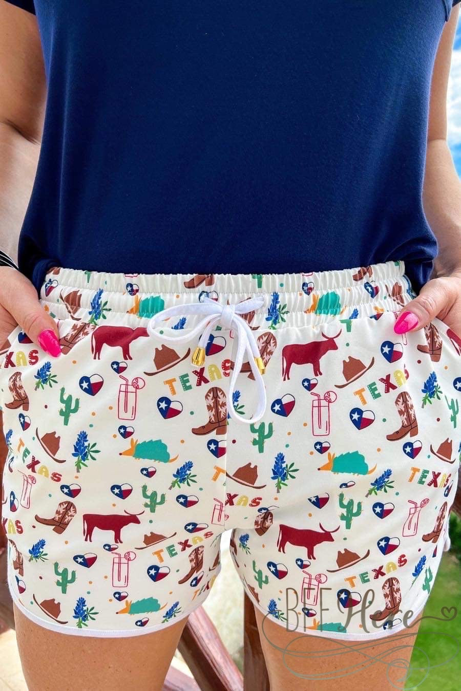 PREORDER-All Things Texas Drawstring Everyday Shorts - BFF Here