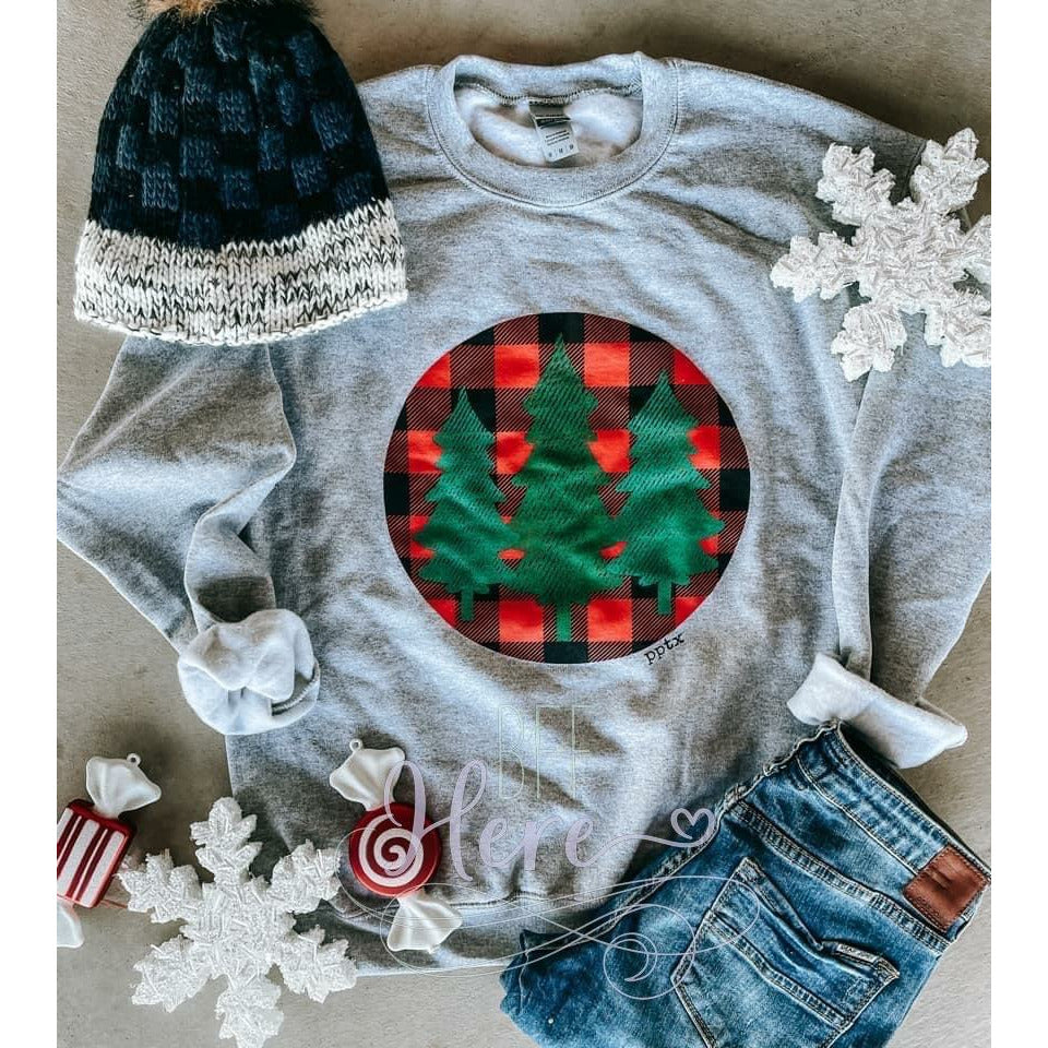 Buffalo Plaid Tree Sweatshirt - BFF Here