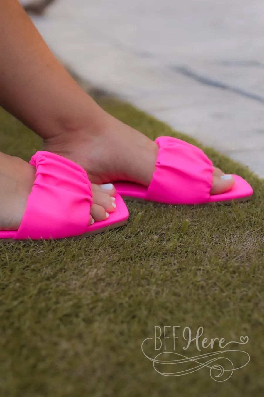 April Ruched Sandals — Pink - BFF Here