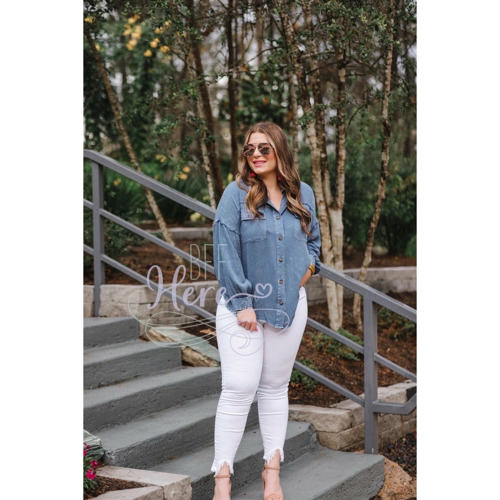 Dean Button Up Top — Chambray - BFF Here