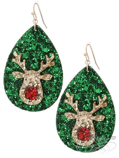 Glitter Rudolph Earrings - BFF Here