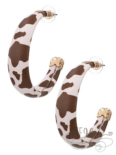 Cow Hoop Earrings - BFF Here