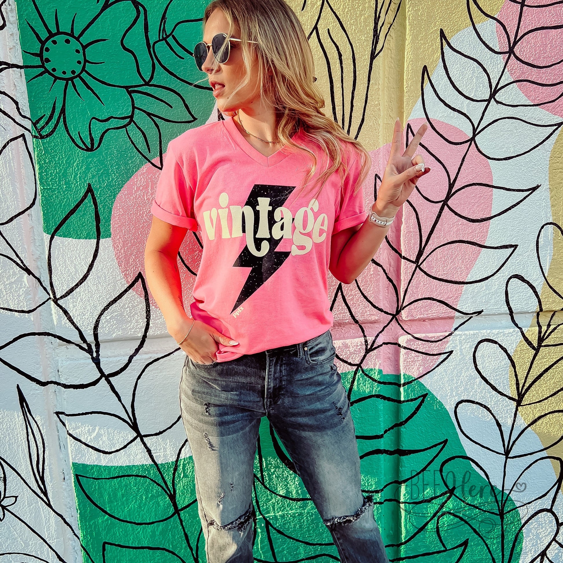 Vintage Neon Pink Tee - BFF Here