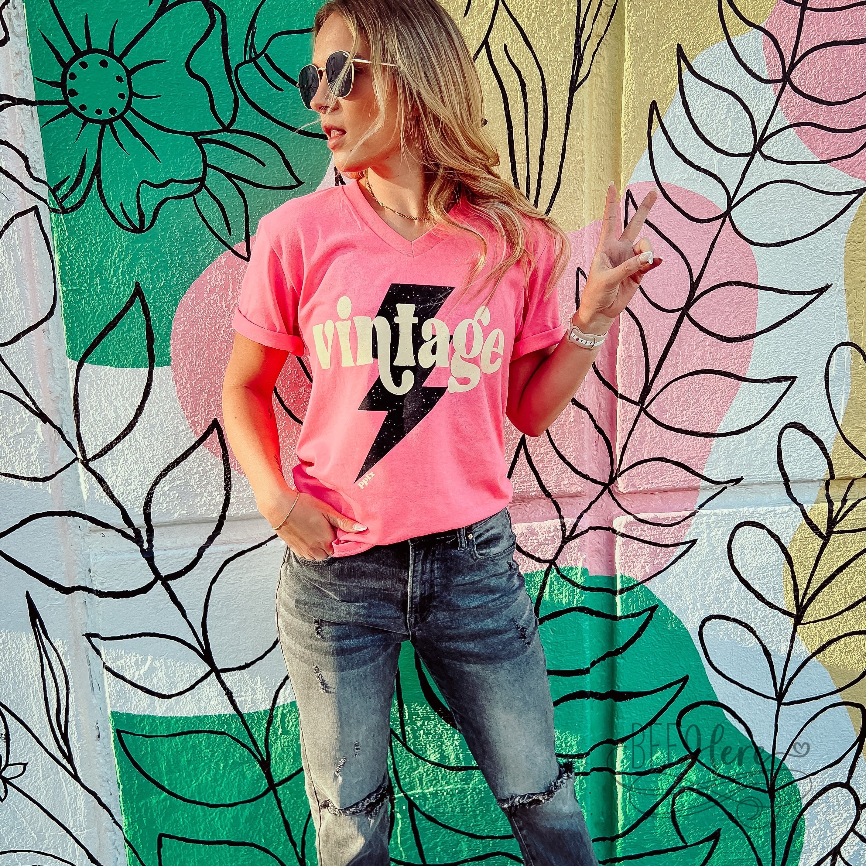 Vintage Neon Pink Tee - BFF Here
