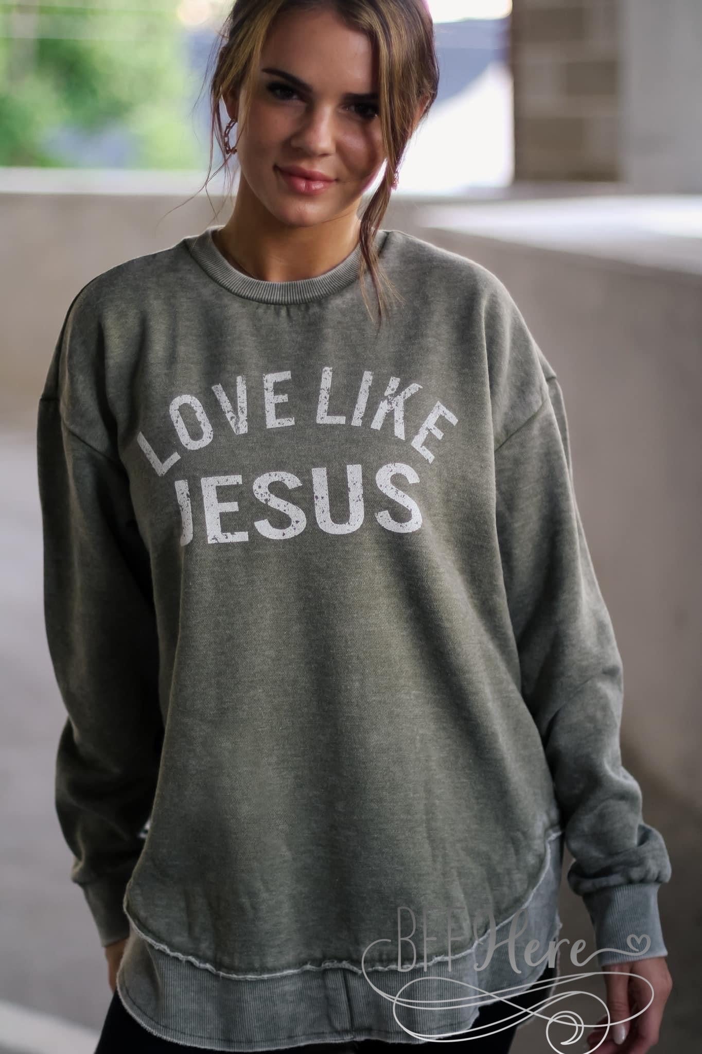 PREORDER-Love Like Jesus Vintage Fleece | Vintage Olive - BFF Here