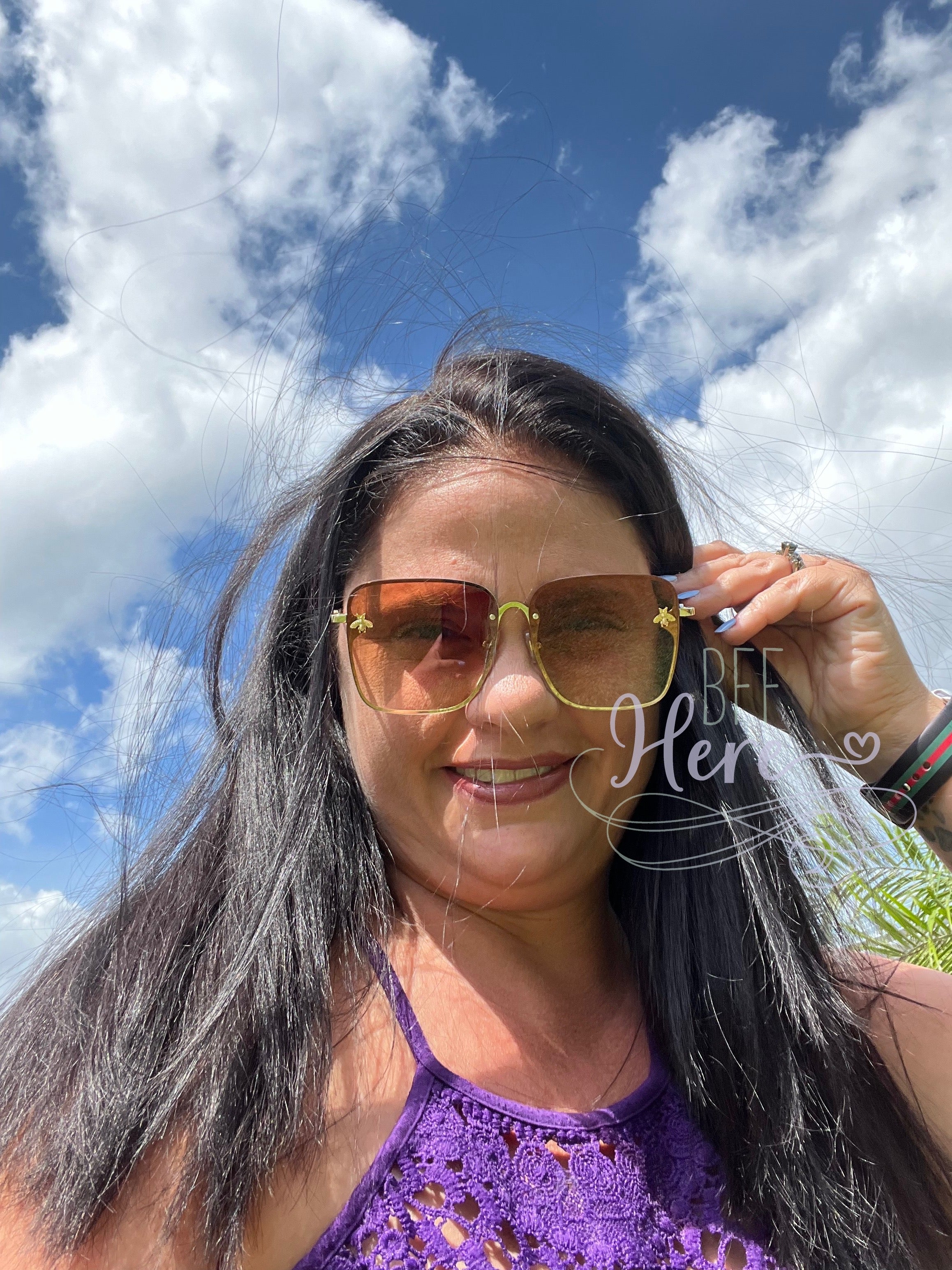 Honey Bee Square Framed Sunglasses -- Choice of Color - BFF Here