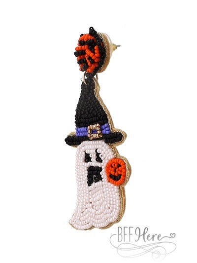 Witchy Ghost Seed Bead Earrings - BFF Here