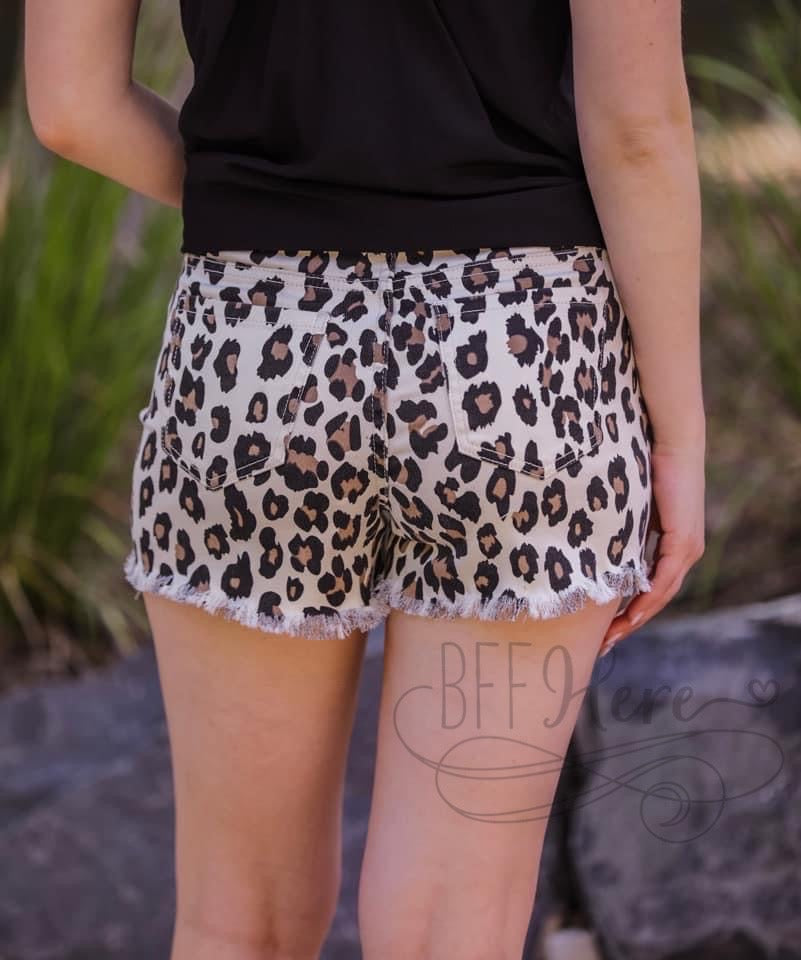 Liv Leopard Distressed Shorts - BFF Here